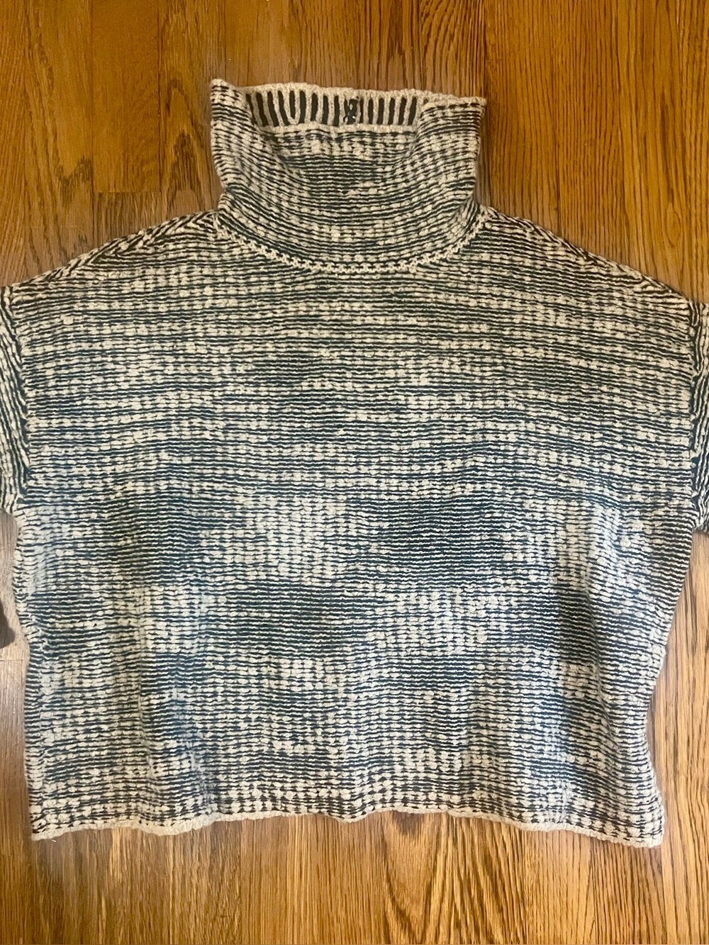 Eileen Fisher Striped Knit Turtleneck in Cream & Black